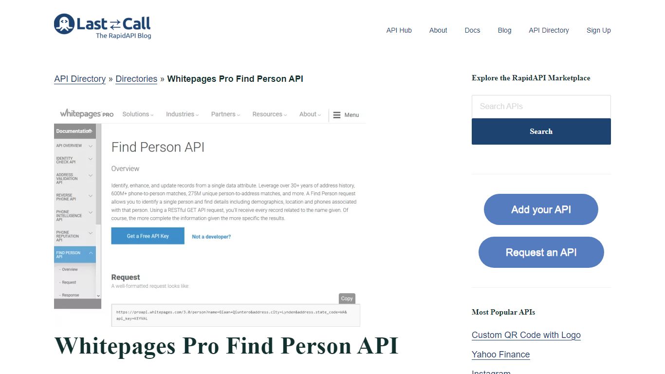 Whitepages Pro Find Person API (Overview, SDK Documentation ...